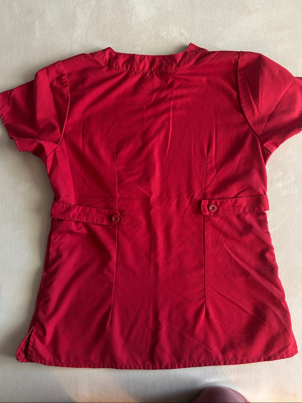 Women's V-Neck Scrub Top in Red - Classic Workwear - Picture 5 of 10